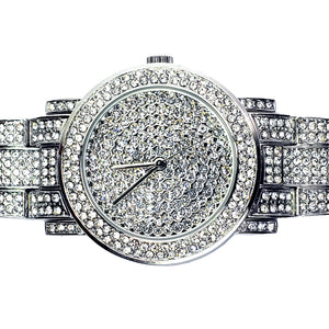 Baddest Bish Ever Fine Jewelry Luxury Swarovski Crystal and Silver Watch Timepiece close up