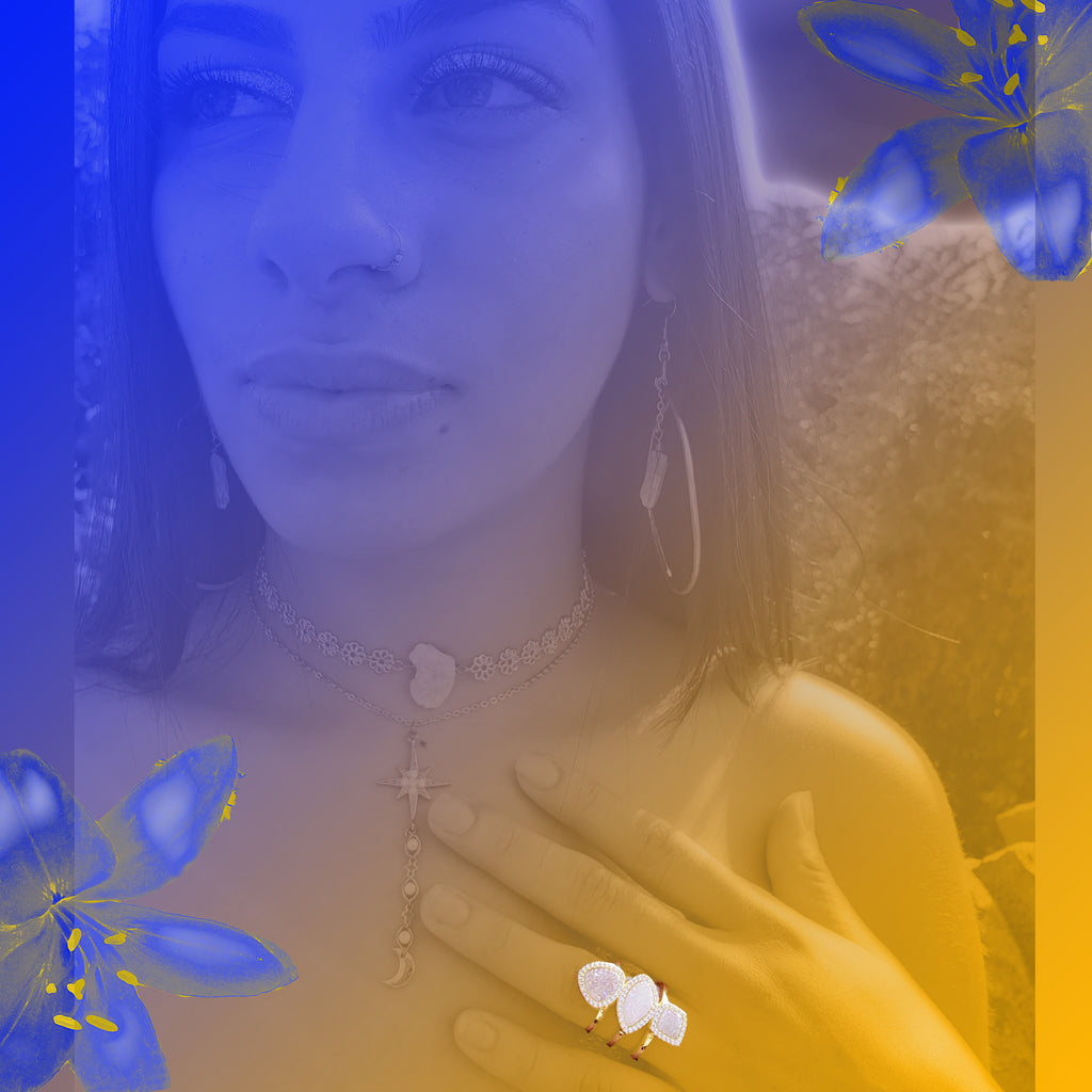 baddest bish ever fine jewelry Illume Illuminati White Druzy Crystal 18 Karat Gold Ring from butterfly vibe collection