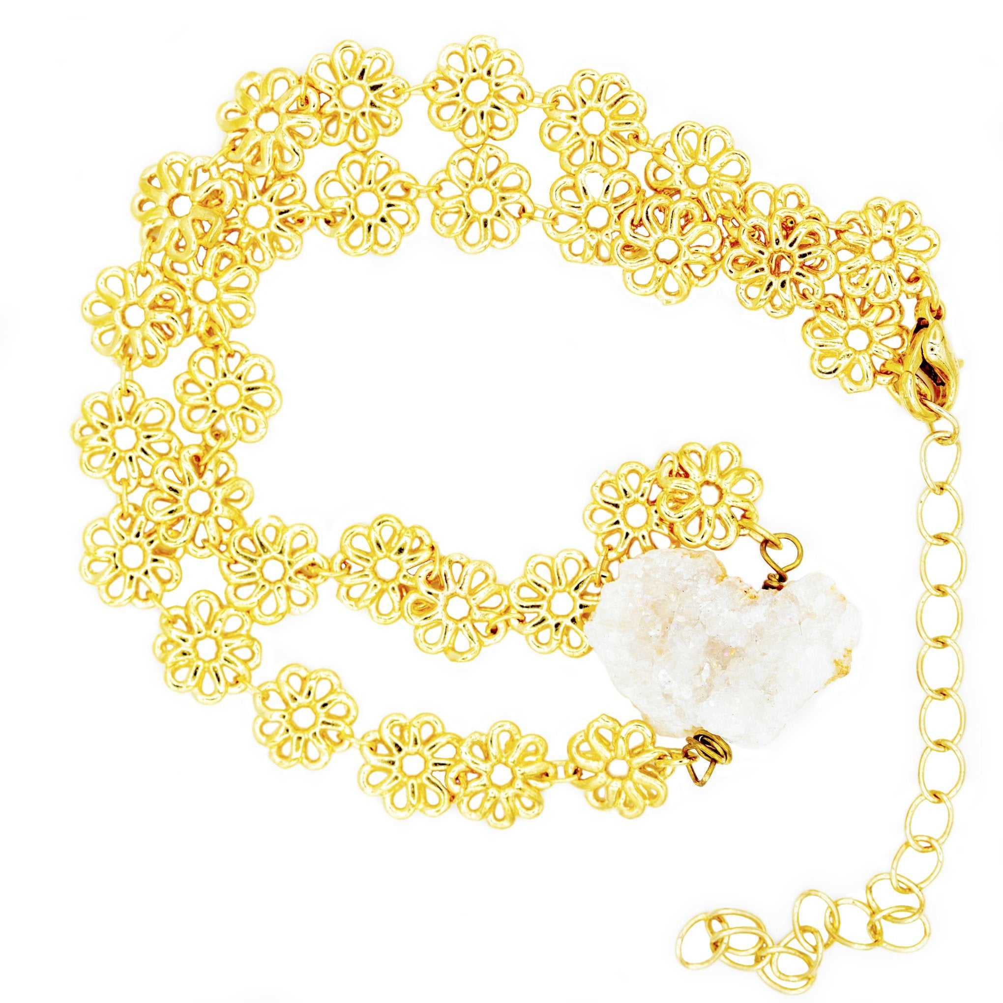 baddest bish ever fine jewelry 16 karat gold white druzy crystal choker in butterfly vibe collection 