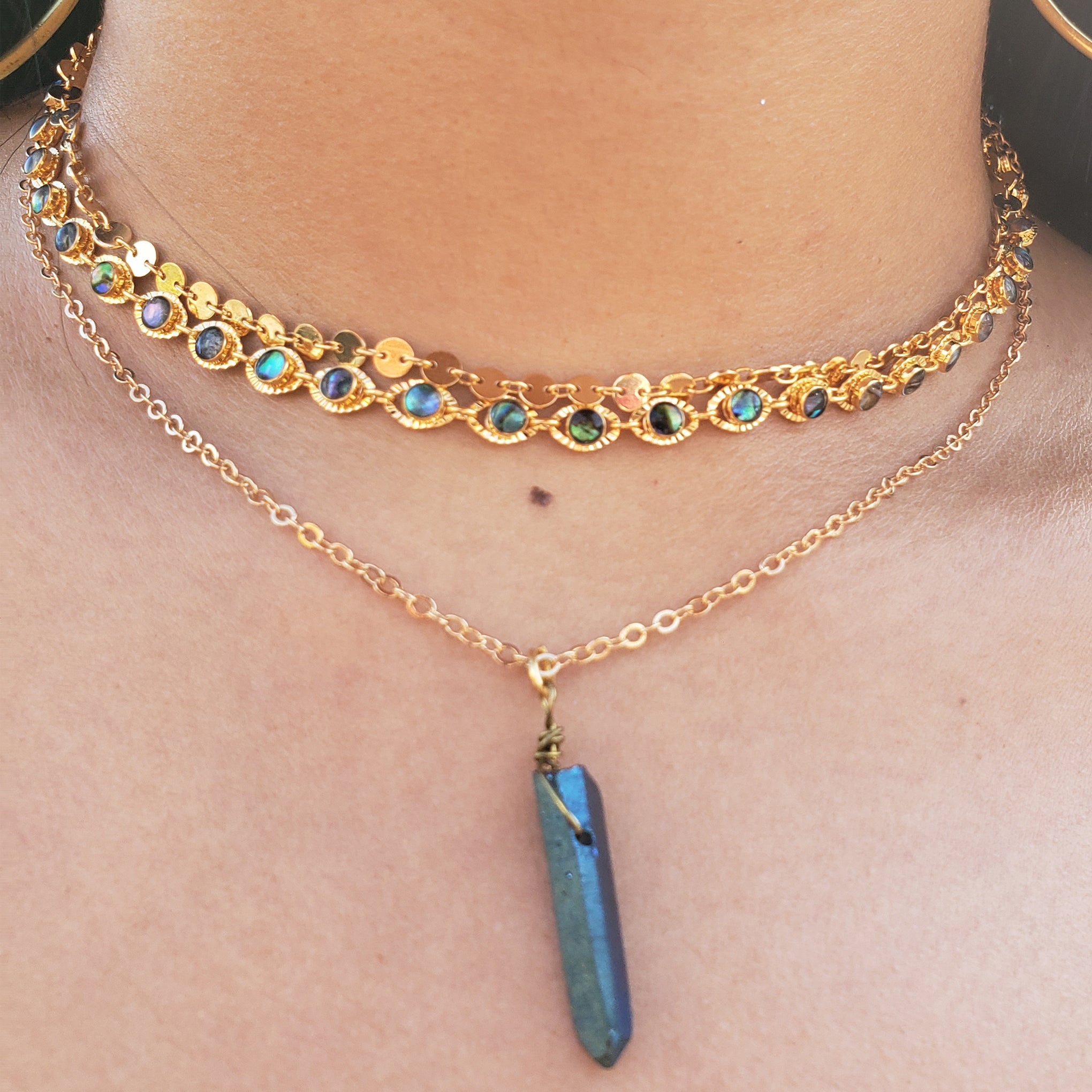 Bluest Aqua Crystal Quartz 18KT and 16KT Choker Baddest Bish Ever Fine Jewelry from Dreamy Dreams Catcher Collection
