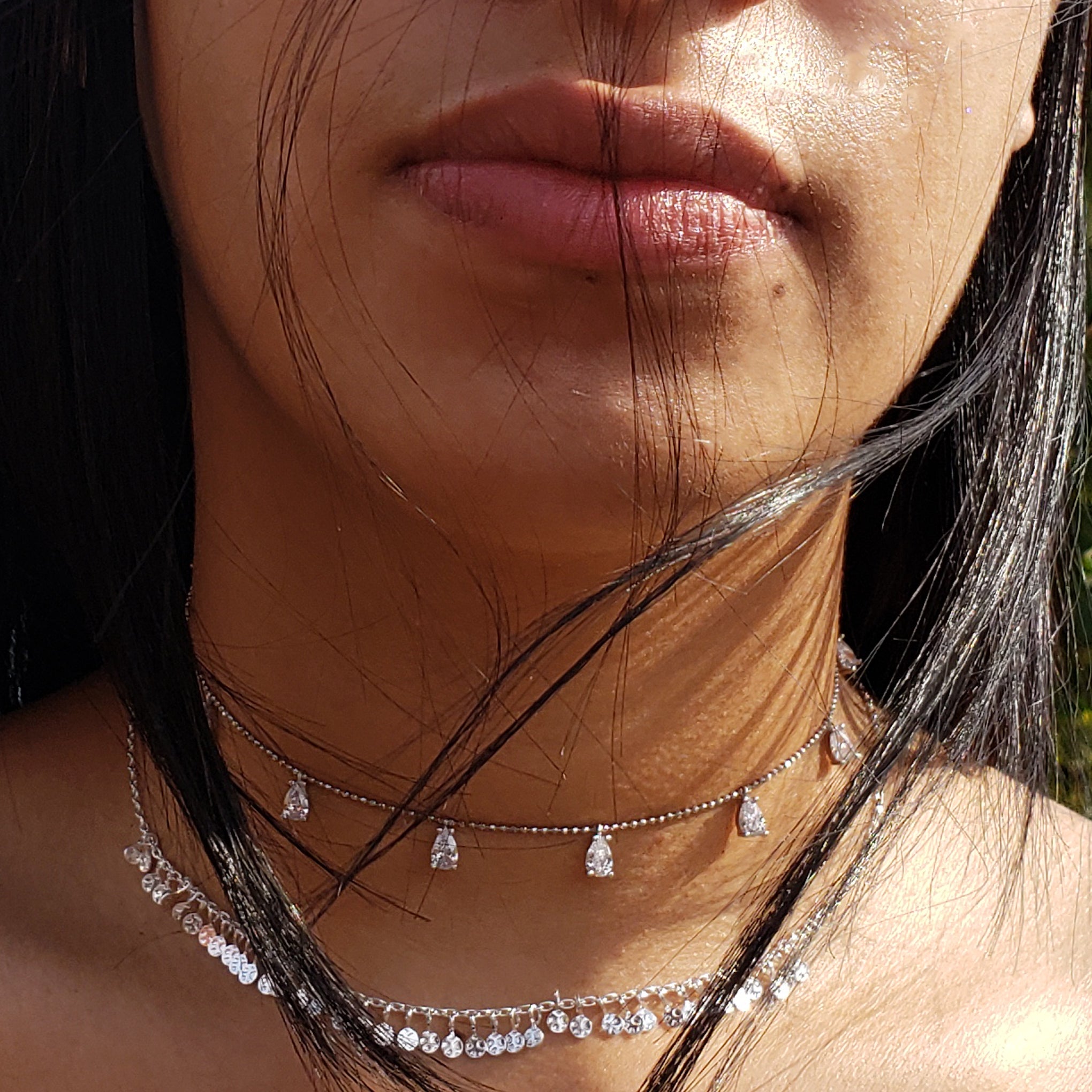Baddest Bish Ever Fine Jewelry Tequila Sunshine 925 Sterling Silver Choker in Dreamy Dreams Collection Beautiful Model Wearing