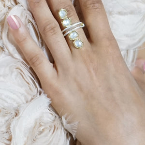 baddest bish ever fine jewelry Moonglow cracked mother of pearl 18 Karat gold ring in bohemian rhapsody collection