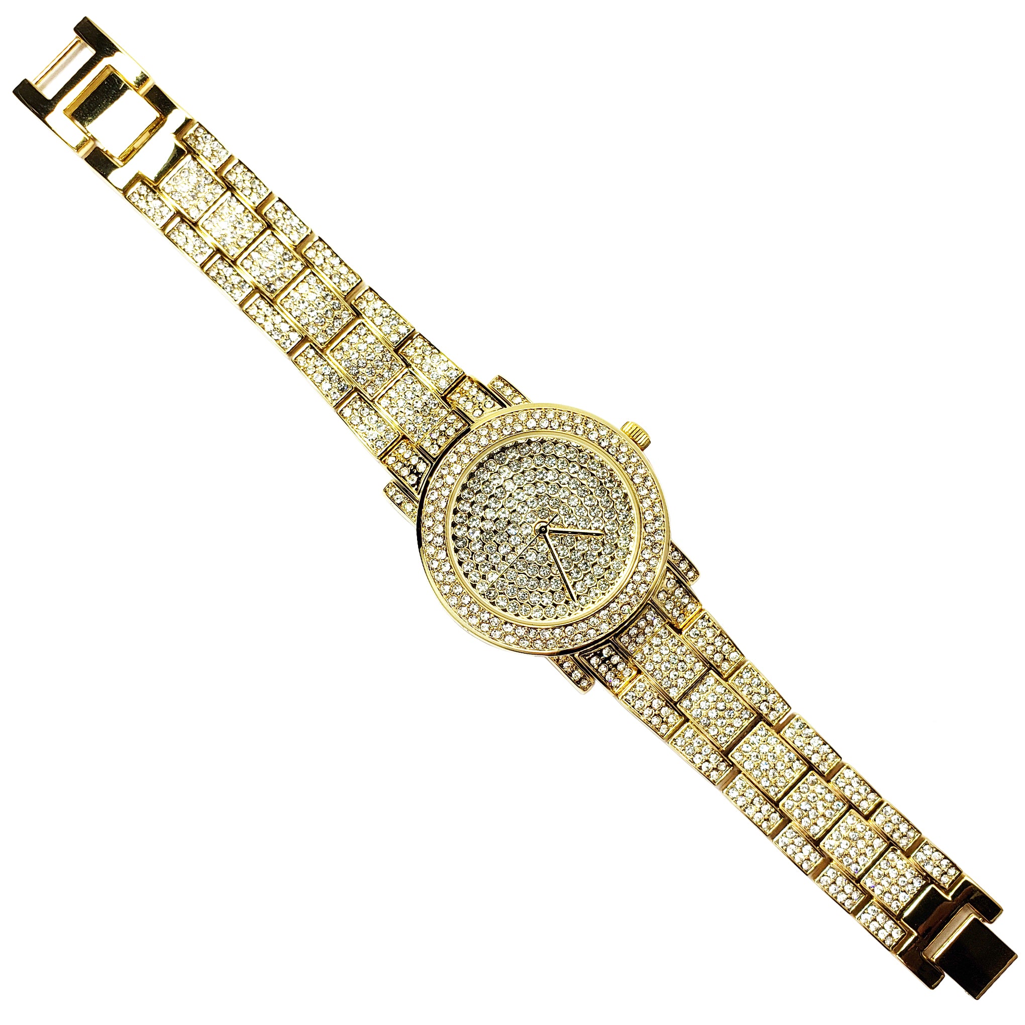 Baddest Bish Ever Luxury Swarovski Crystal Gold Watch Timepiece full length