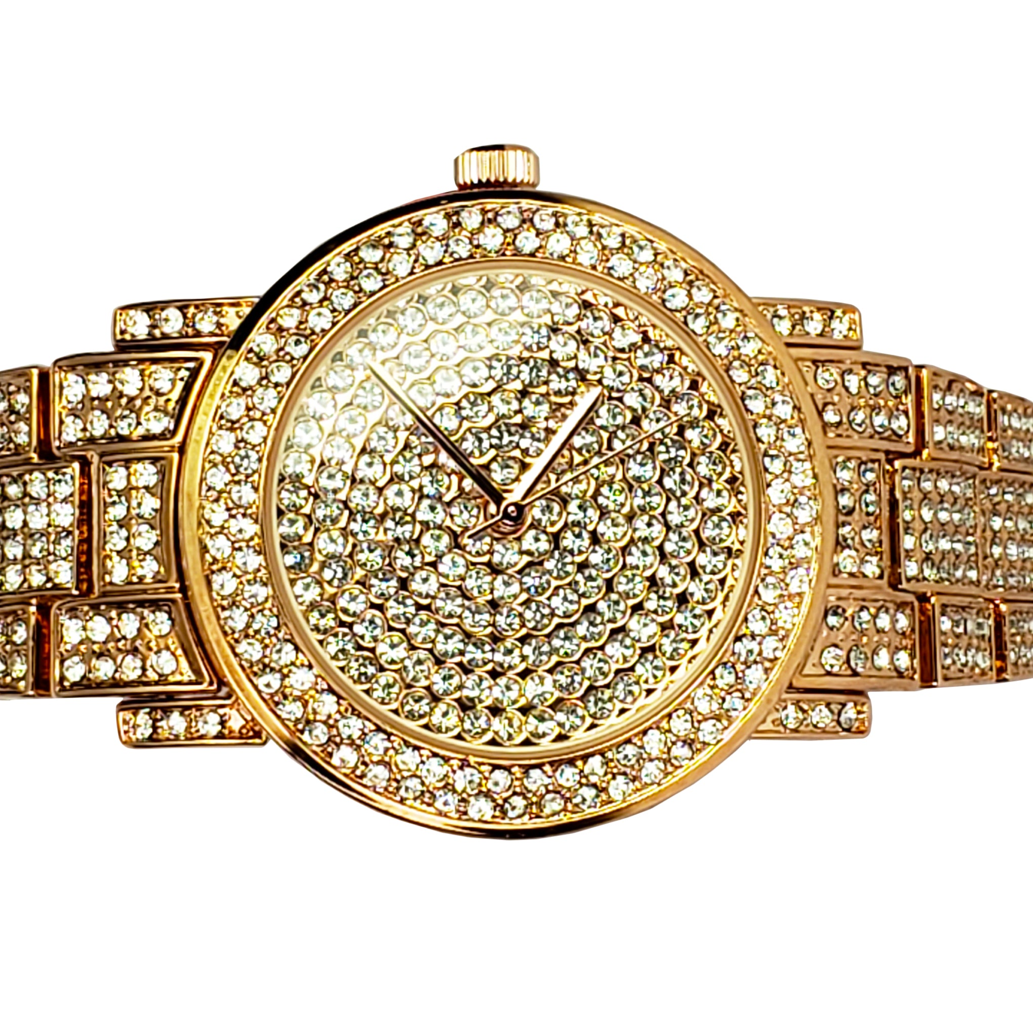 Baddest Bish Ever Fine Jewelry Luxury Swarovski Crystal Rose Gold Watch Timepiece close up