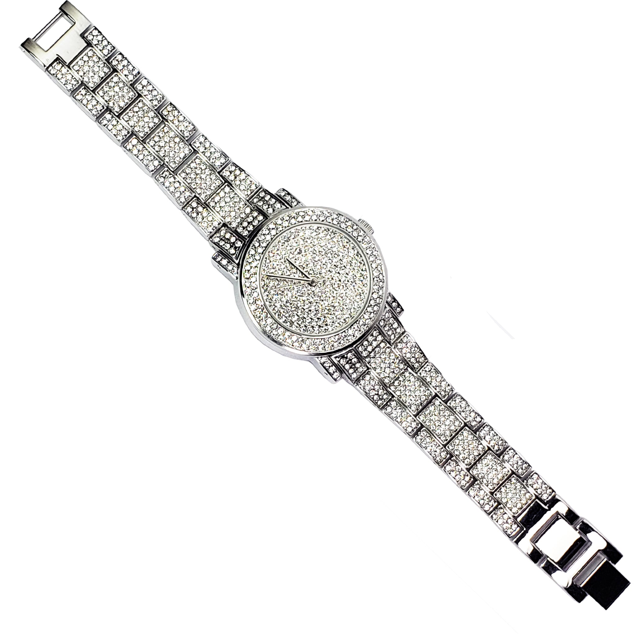 Baddest Bish Ever Fine Jewelry Luxury Swarovski Crystal and Silver Watch Timepiece full length